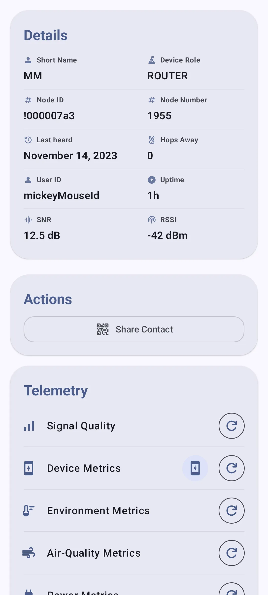 Node detail — local device